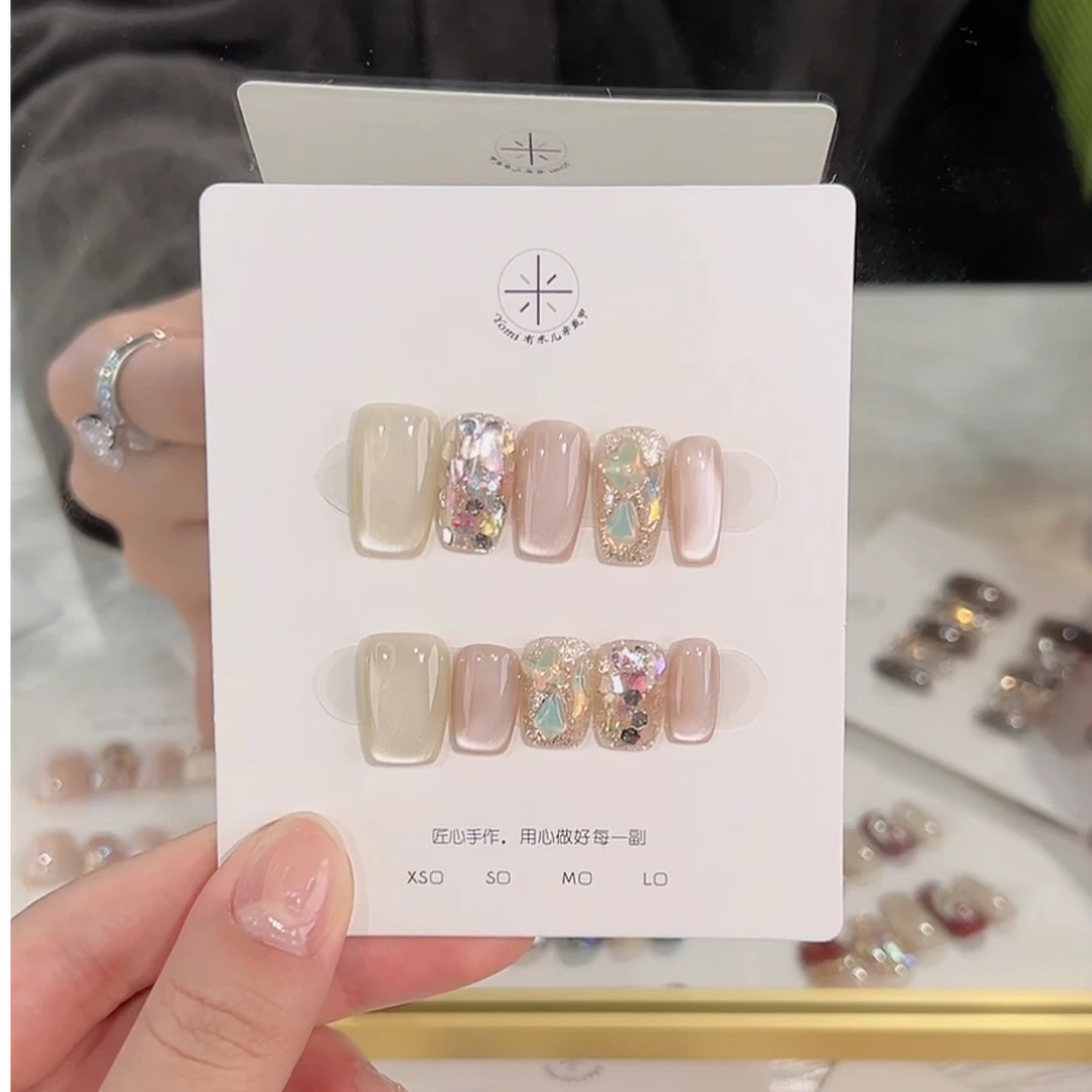 YoMi【雅韵】纯手工入春纯色猫眼彩风简约穿戴甲用品穿戴式美甲77