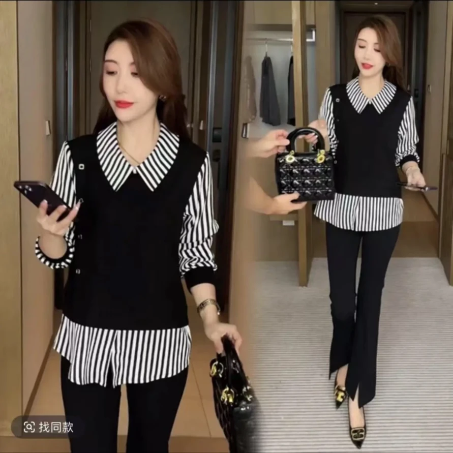 2025春季打底衫爆款百搭时尚女士网红款长袖显瘦气质假两件