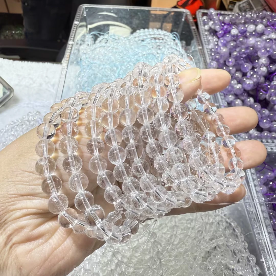 天然老矿巴西白水晶手链链高档天然水晶手链男女精美水晶手链女
