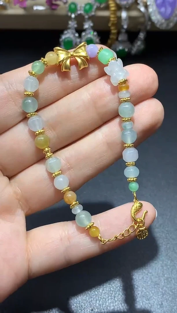 足金镶嵌手链翡翠514-中国好珍宝