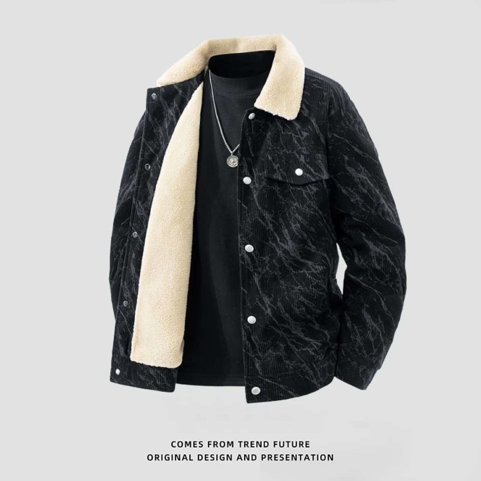 2025新款灯芯绒外套男秋冬季潮流休闲商务翻领工装百搭夹克上衣服