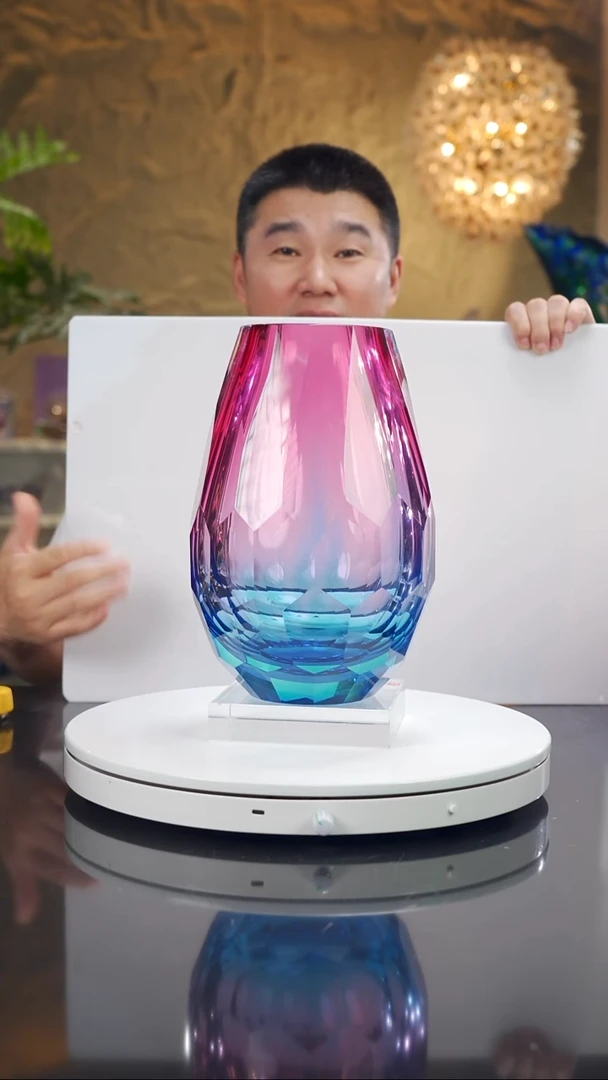 摆件福利金红蓝切面花瓶