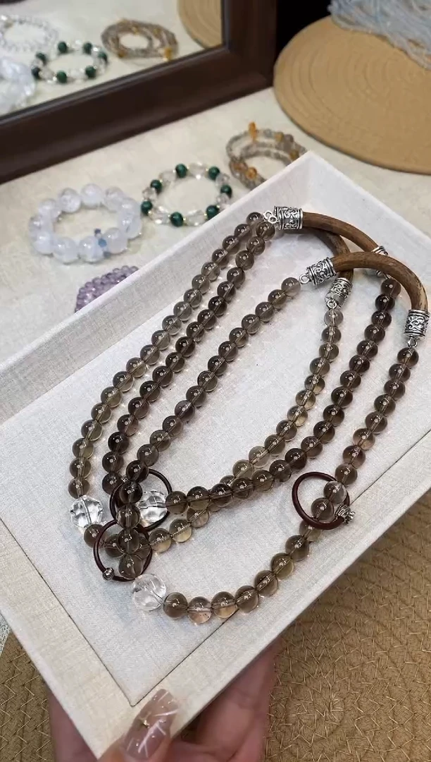 未镶嵌手串水晶《山涧》白水晶菠萝珠茶晶设计双圈8-9mm多样性发一