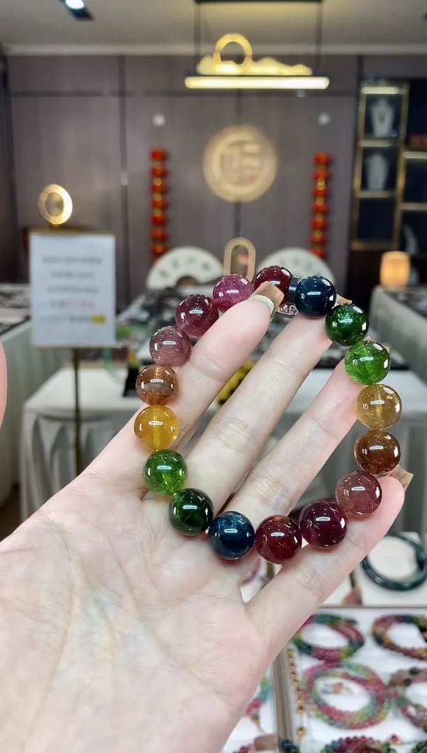 【闪购商品】碧玺单圈手串12mm+未镶嵌一物一证dan