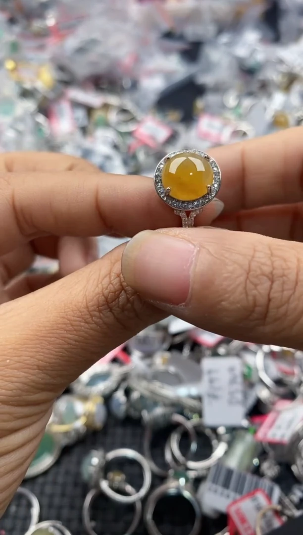 银S925镶嵌戒指翡翠444---1