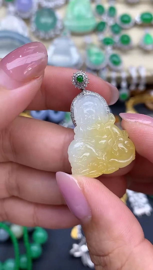 翡翠18K金镶嵌颈饰461-春日珠宝