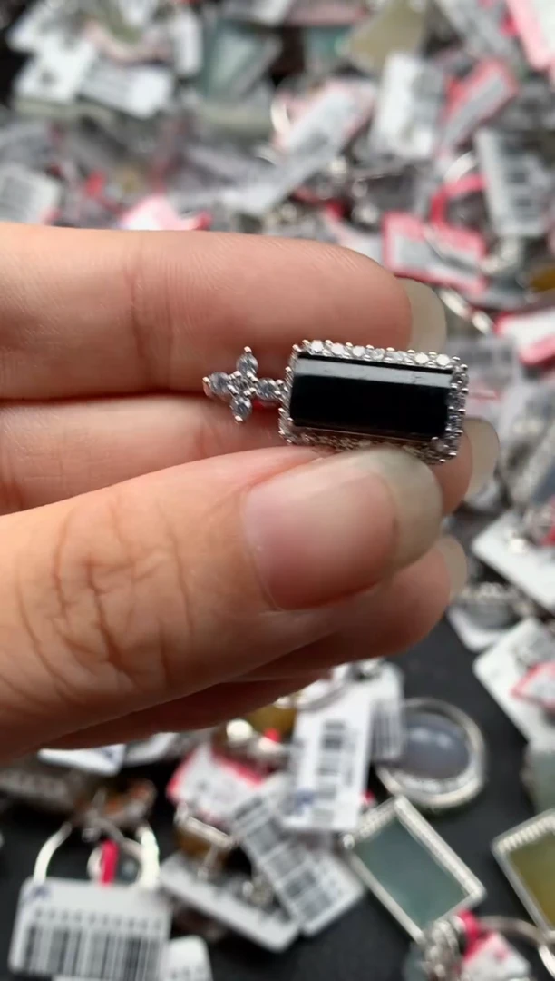 银S925镶嵌戒指翡翠天然A货缅甸翡翠