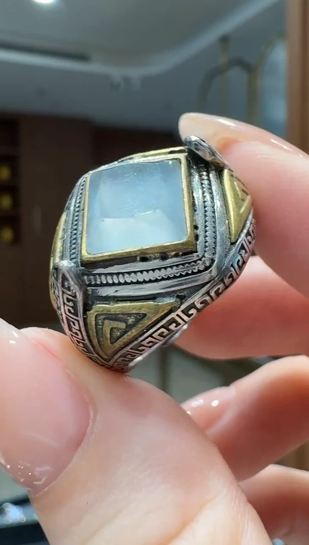 银S925镶嵌戒指翡翠银镶