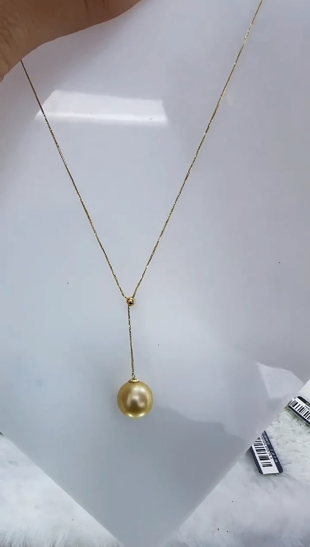 18K金镶嵌海水珍珠DA海水金珠Y链11-12 ss610