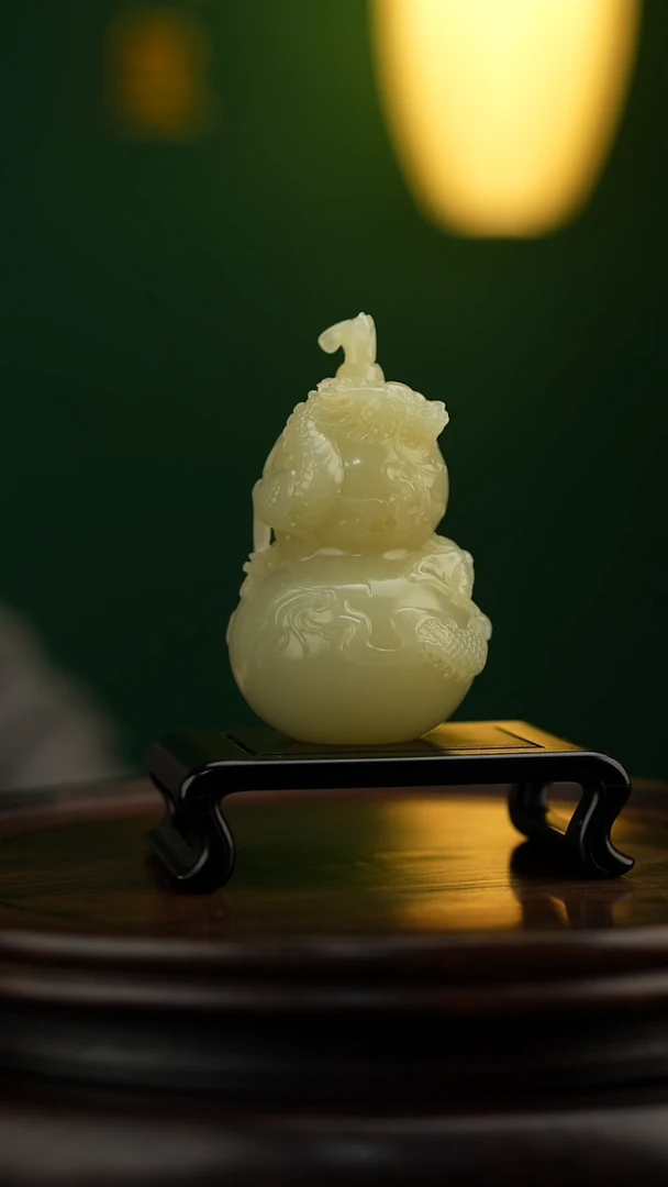 玉【青龙福禄葫芦】天然玉石摆件