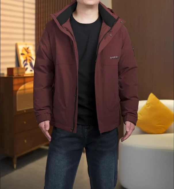 男士时尚连帽加厚保暖90绒休闲羽绒服25冬季新款百搭户外工装外套