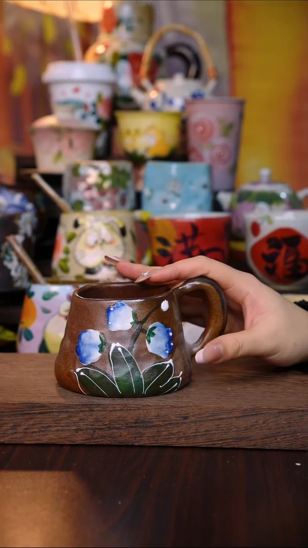 杯子陶泥垚手作 景德镇手工手绘陶瓷器物