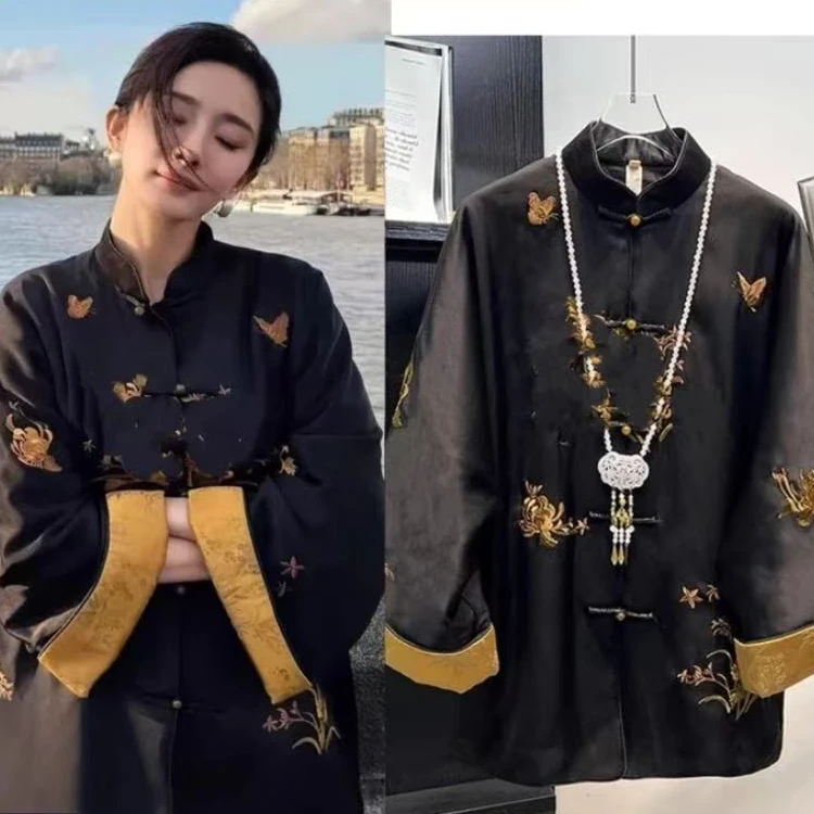 《百万推荐》幂幂同款新中式国风气质时尚优雅贵气重工刺绣国风外套