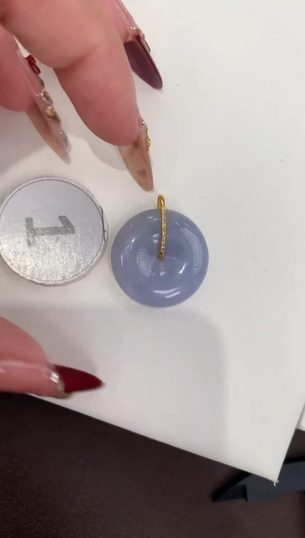 颈饰18K金镶嵌翡翠天然缅甸a货翡翠