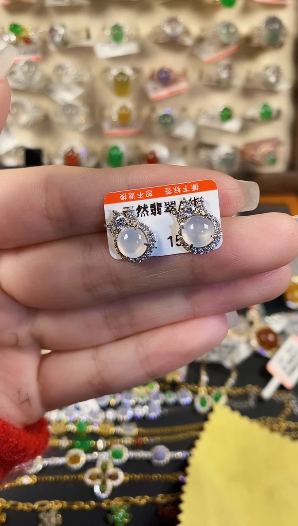 银S925镶嵌戒指翡翠 天然A货翡翠55