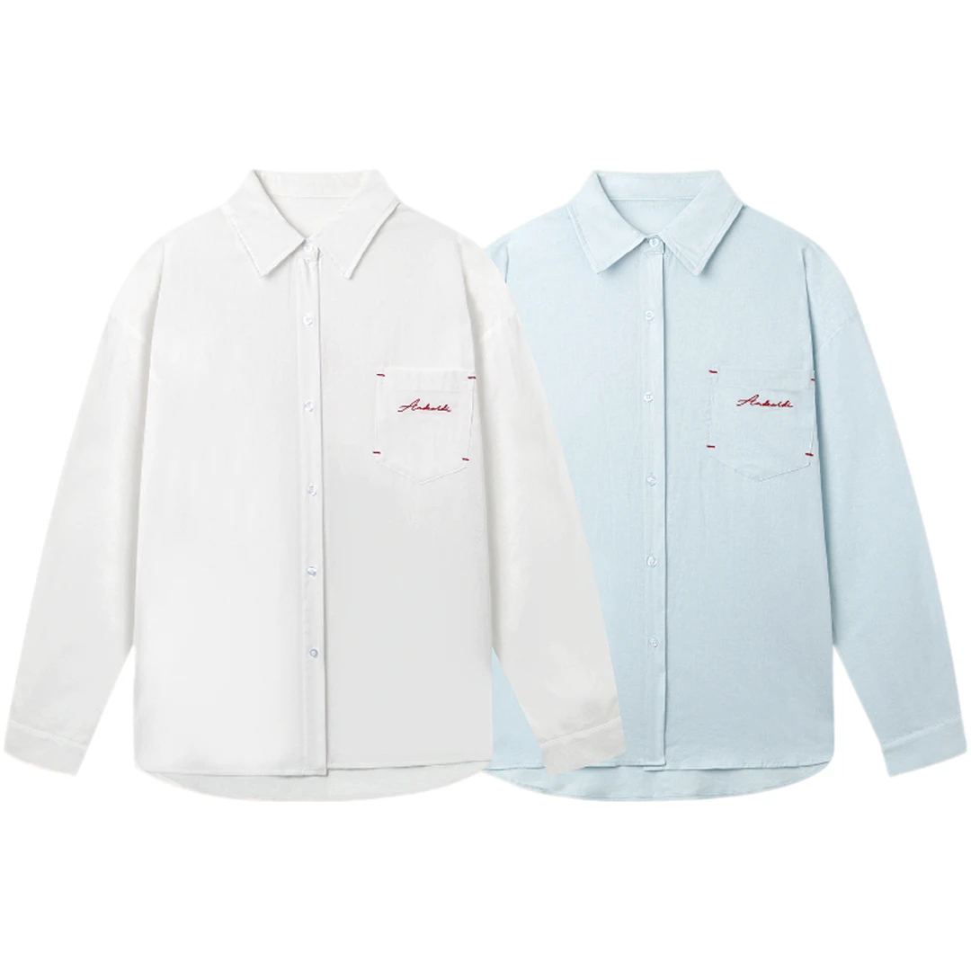 轻薄防晒衬衫口袋刺绣印花外套女宽松上衣外穿