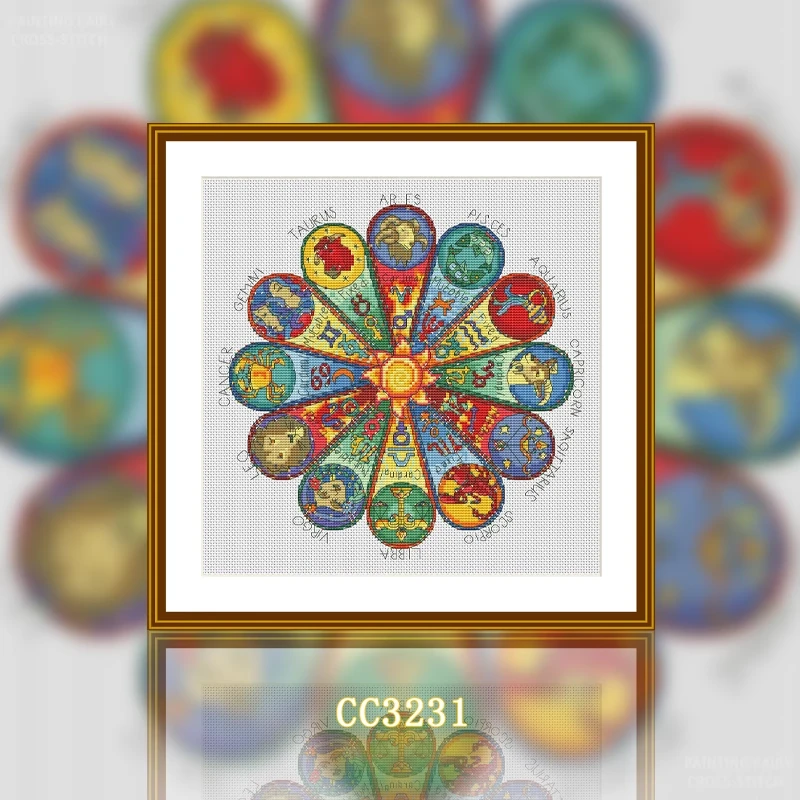 【CC3231-杂志-圆形12星座图】十字绣2024年新款客厅小格动物欧式