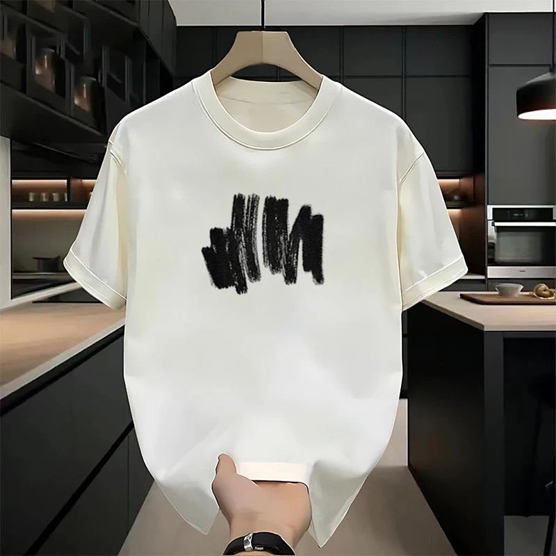 仓石一树涂鸦纯棉短袖t恤男款夏季ins新款纯色半袖衫轻奢痞帅男装