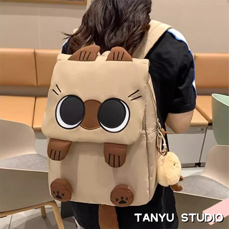 探屿书包女小学生初中女生高颜值新款小众搞怪丑萌背包猫咪双肩包