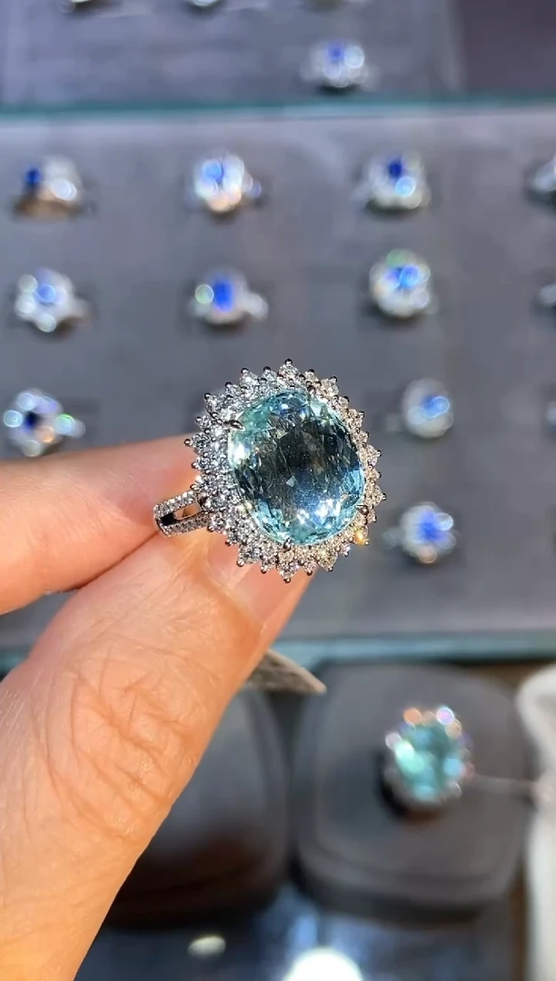 18K金镶嵌戒指帕拉依巴碧玺【闪购】6.28ct/展会同步价