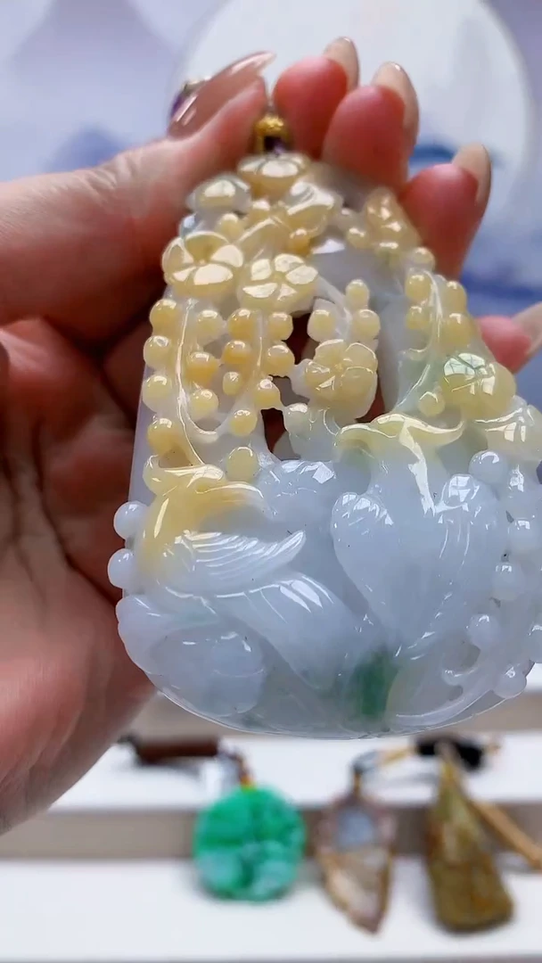 未镶嵌定制翡翠5060MM-毛货挂件90