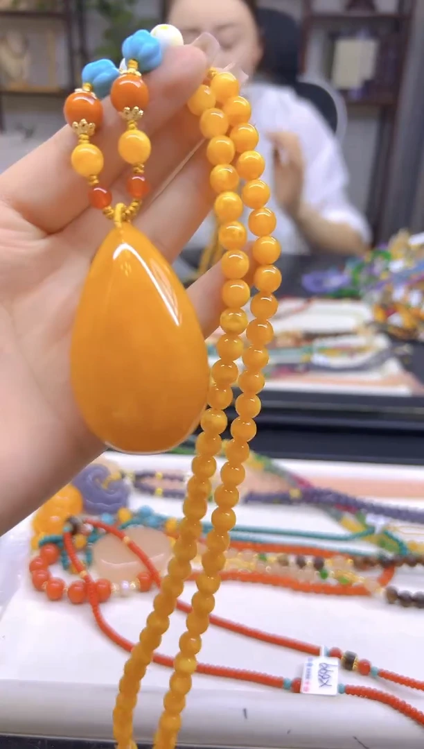 未镶嵌毛衣链蜜蜡DIY款M634