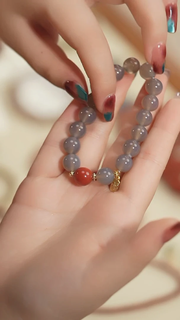 【闪购商品】玛瑙/玉髓手串未镶嵌【海边】烟灰玛瑙 南红 单圈