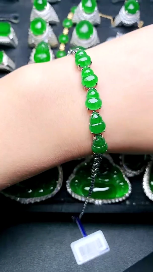 【闪购商品】翡翠手链银S925镶嵌葫芦手链