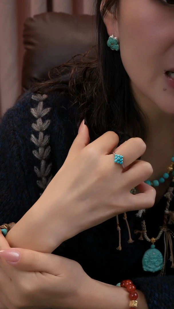 银S925镶嵌绿松石戒指11111