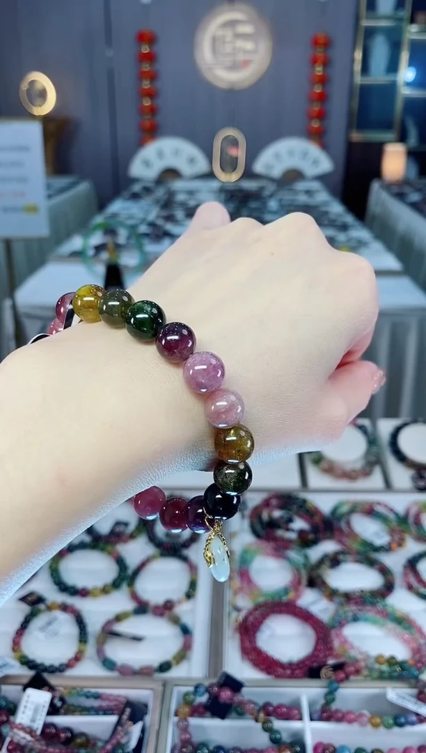 未镶嵌老矿碧玺油料单圈手串10mm+碧玺dan多样性发货一条