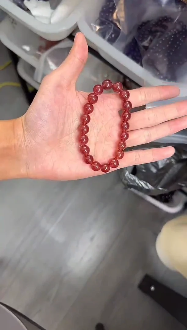 未镶嵌手串石英质玉郭*胖天然草莓晶9+【多样性发一