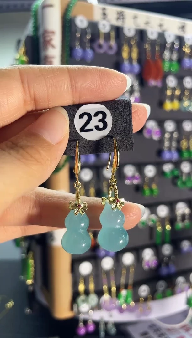 翡翠银S925镶嵌耳饰23...