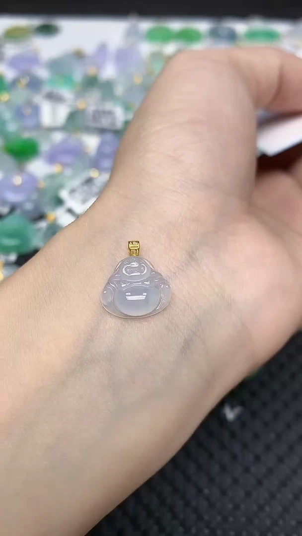 颈饰18K金镶嵌翡翠天然缅甸翡翠a货百元以上9元证书费自理