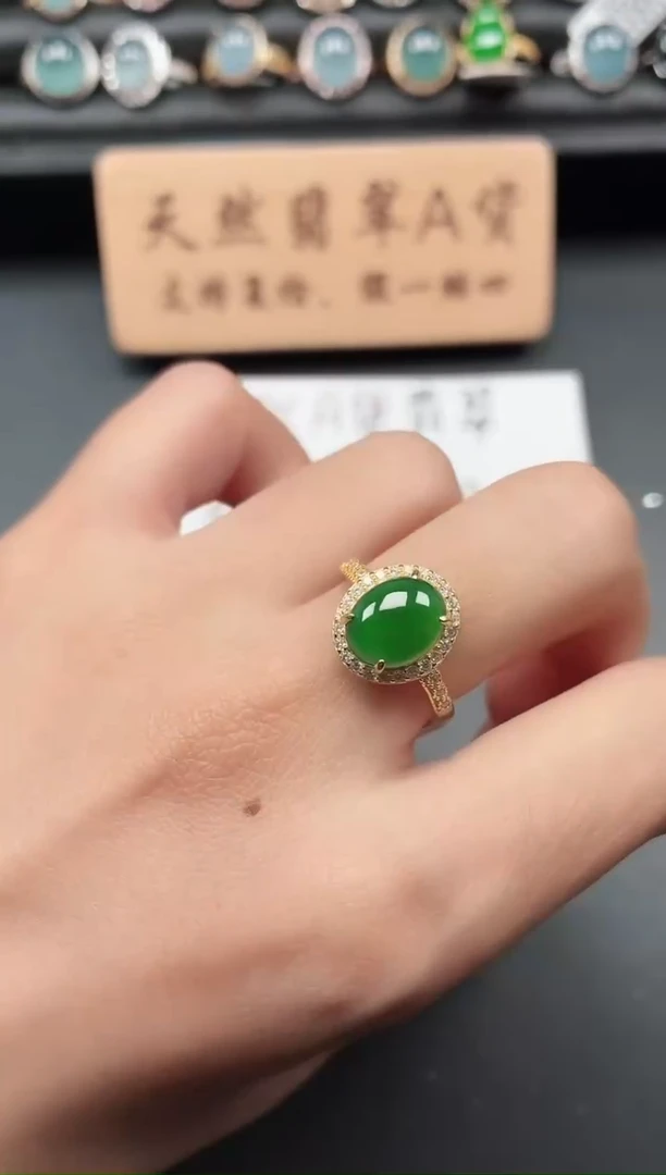 银S925镶嵌戒指翡翠1