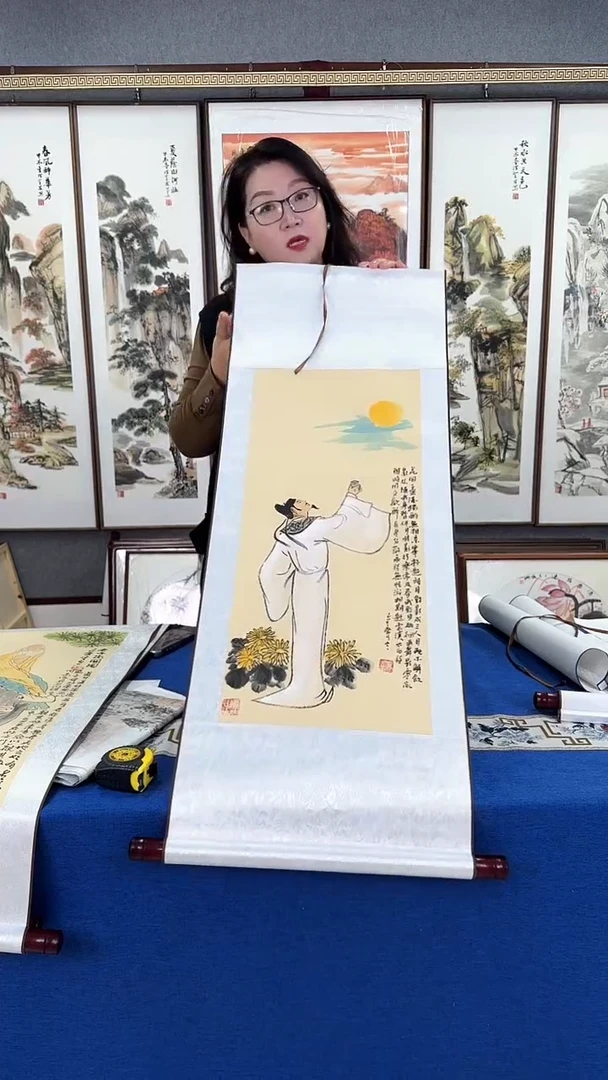 国画精品（李白醉酒图）卷轴 40*100