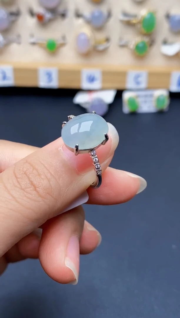 银S925镶嵌戒指翡翠5495