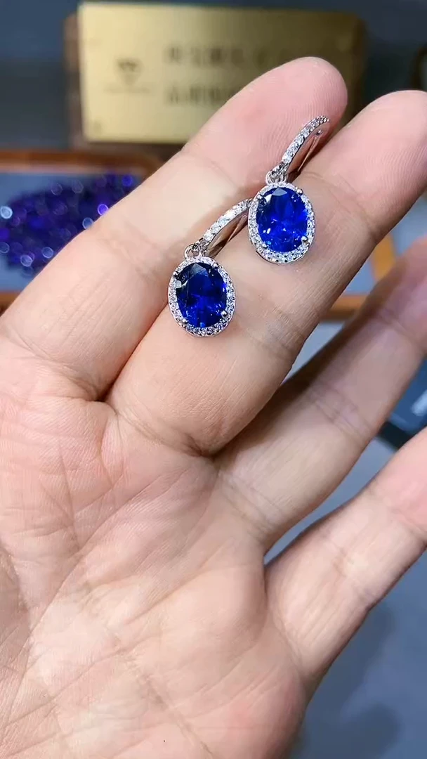 【闪购商品】蓝宝石耳饰银S925镶嵌354