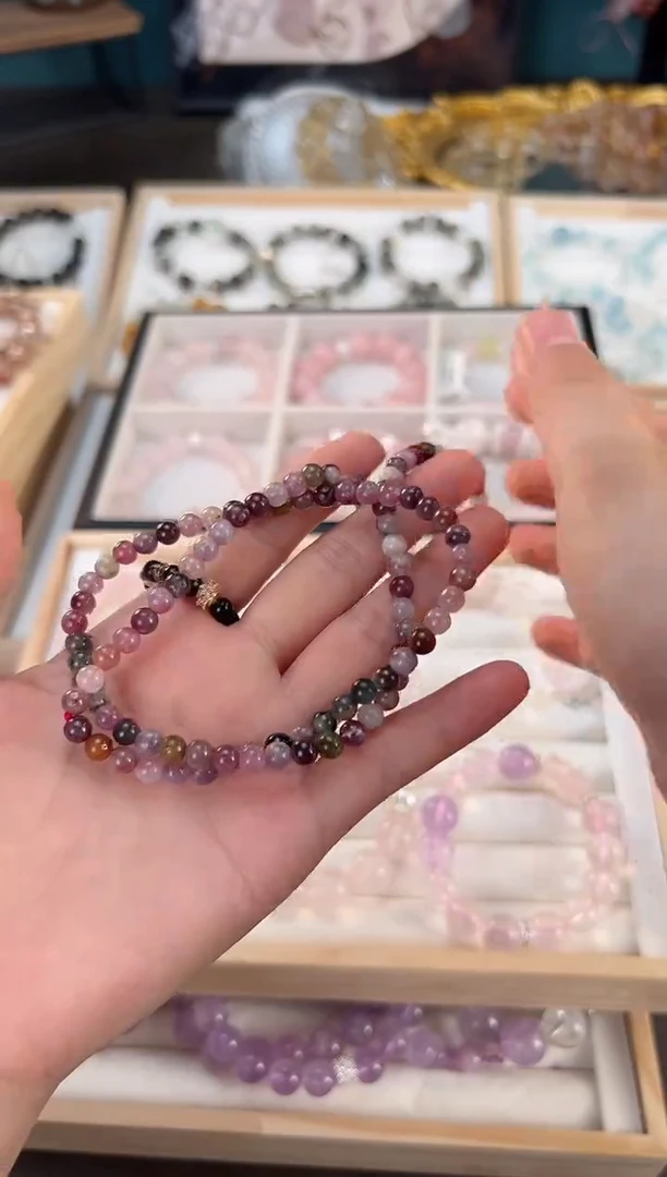 水晶手串合金碧玺双圈
