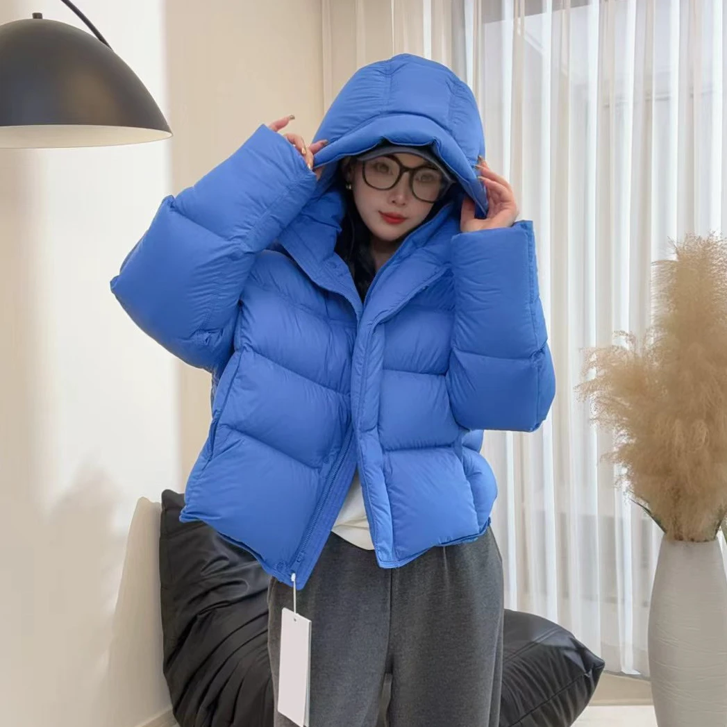 连帽小泡芙鹅绒短款羽绒服女2025新款爆款冬季保暖加厚鹅绒服女款