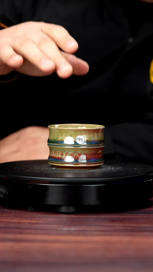 杯子瓷195#李盼龙一级品原矿钧瓷竹节杯