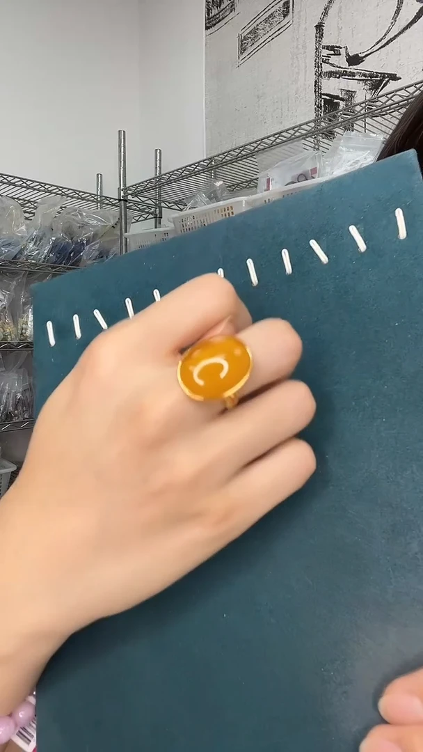 银S925镶嵌琥珀裸石天然蜜蜡A1626