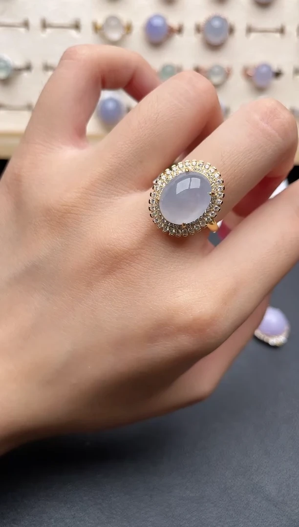 【闪购商品】翡翠戒指银S925镶嵌一物一证一礼盒