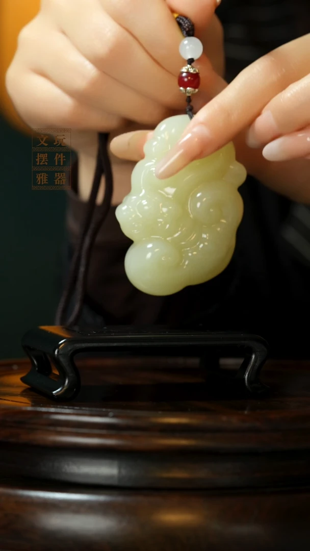玉《如意灵芝》手把件摆件