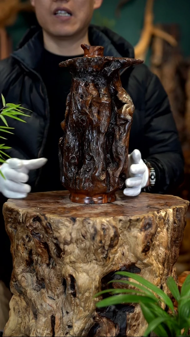 木雷击枣木富贵瓶