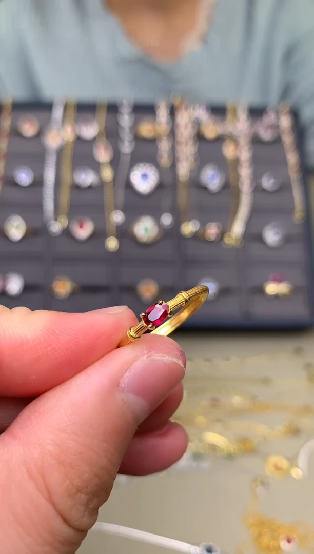 银S925镶嵌戒指红宝石戒指