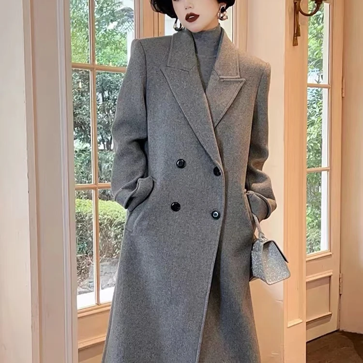 2024韩系秋冬新款气质双面羊毛大衣女西装风#2610