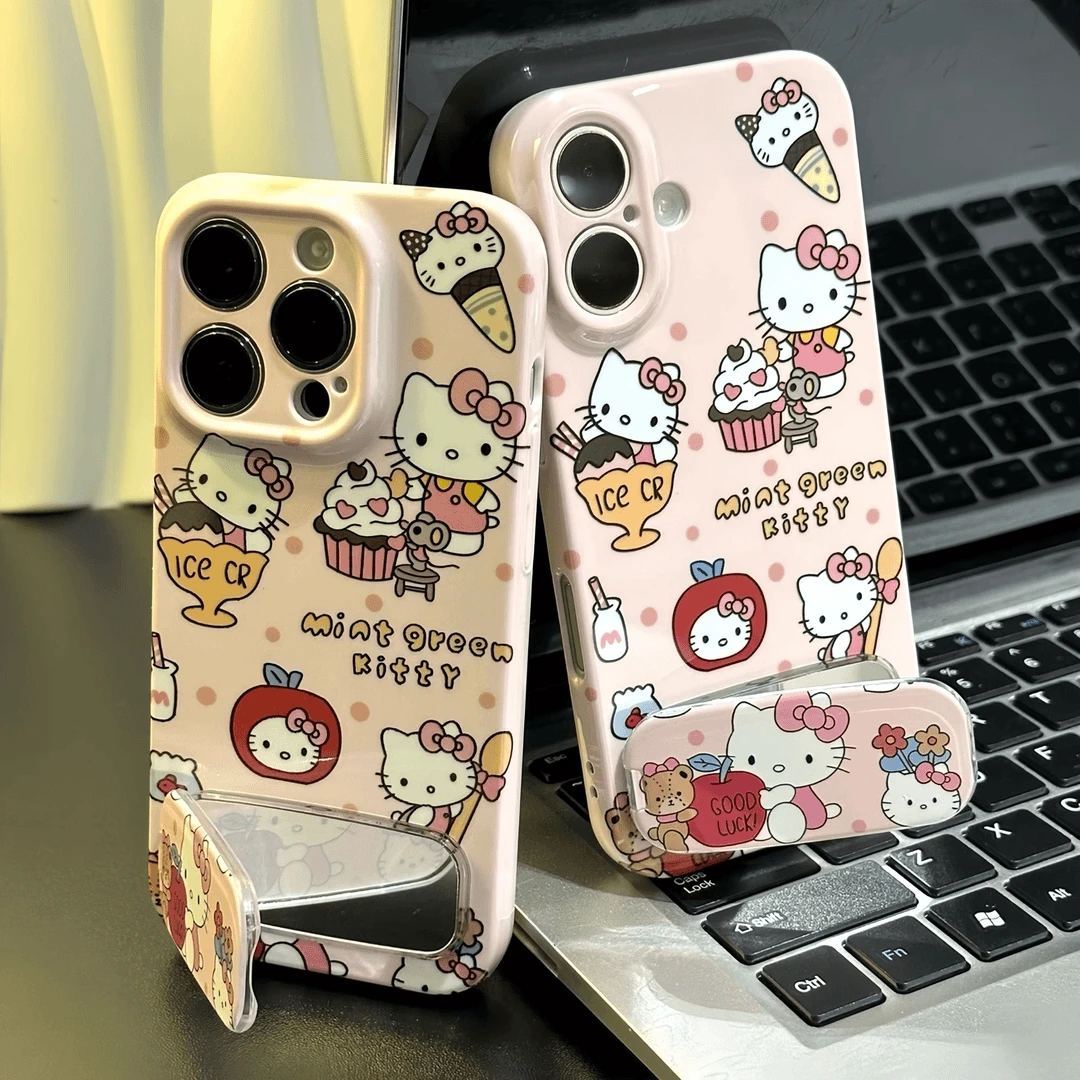 波点雪糕kitty适用苹果iqoo华为oppo小米vivo一加菲林手机防摔壳