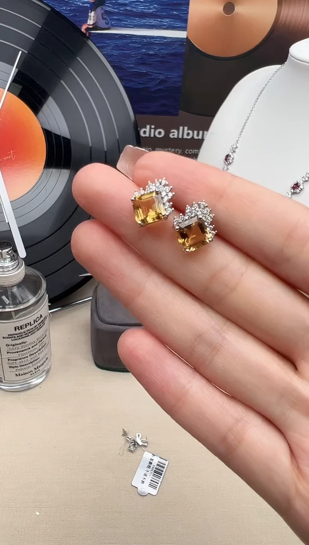 银S925镶嵌耳饰紫晶96