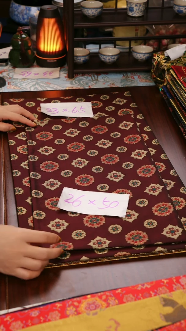 【琵琶宝相花双面】中国风干泡织锦茶席33*65