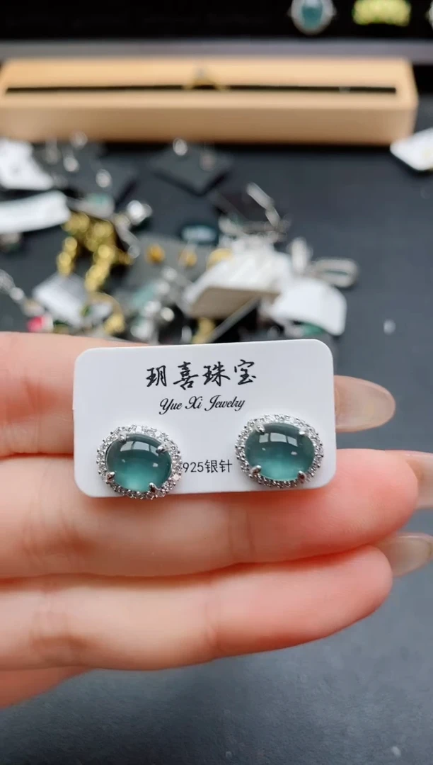 银S925镶嵌戒指翡翠1
